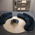 Conjuntos de sofá de couro curvado ao círculo de lua meia -lua